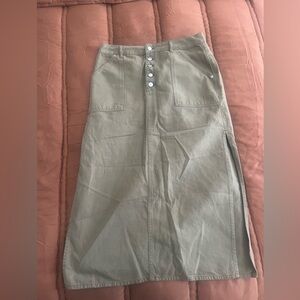 Topshop Olive Button-Front Midi Skirt size 10